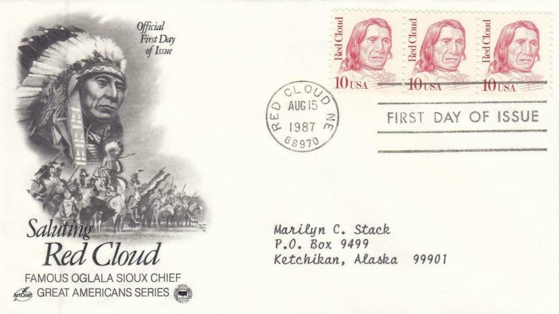 1987, Saluting Red Cloud, Artcraft/ PCS, FDC (D14194)