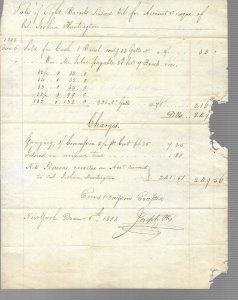 A 1808 Accounting Ledger Page for Joshua (Jedidah) Huntington
