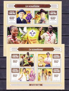 Togo, 2015 issue. Boy & Girl Scouts sheet of 4 and s/sheet. ^
