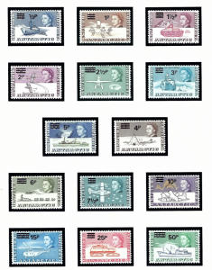 British Antarctic Terr 25-39 MNH 1969 Surcharged set