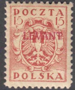 Poland Off Turkey Stamps 2K4 15f Red MHR F/VF 1919 SCV $60.00