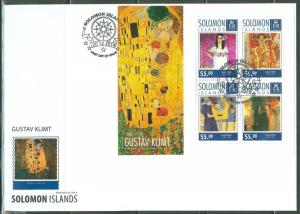 SOLOMON ISLANDS  2014 GUSTAV KLIMT PAINTINGS  SHEET  FIRST DAY COVER