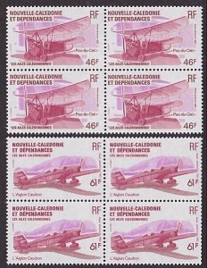 NEW CALEDONIA 1983 Early aircraft set MNH blocks of 4......................A2995