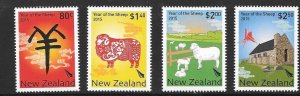 NEW ZEALAND SG3637/40 2015 CHINESE NEW YEAR YEAR OF THE SHEEP MNH