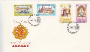 Jersey 1977, Victoria College, set of 4,  on FDC