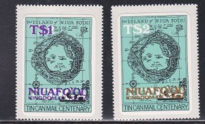 Tonga - Niuafo'ou # 17-18, Map Type with Surcharges,  Mint NH. 1/2 Cat.