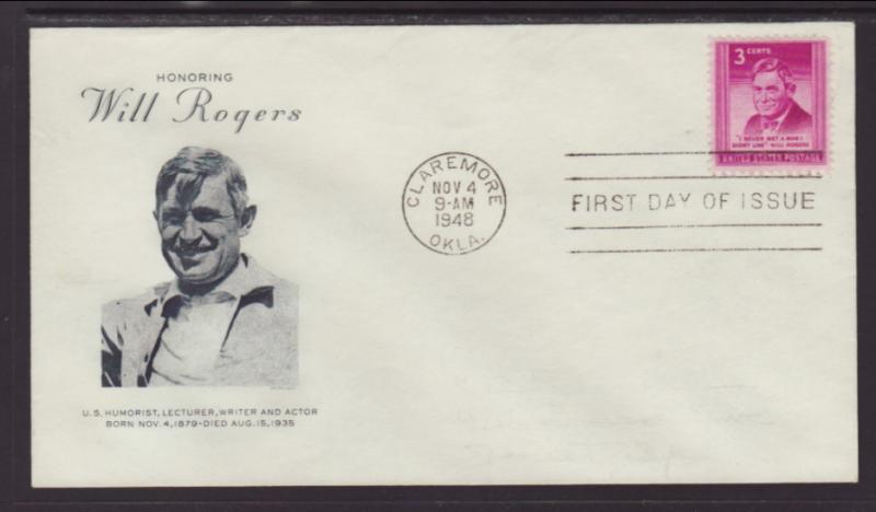 US 975 Will Rogers Grimsland Pencil FDC