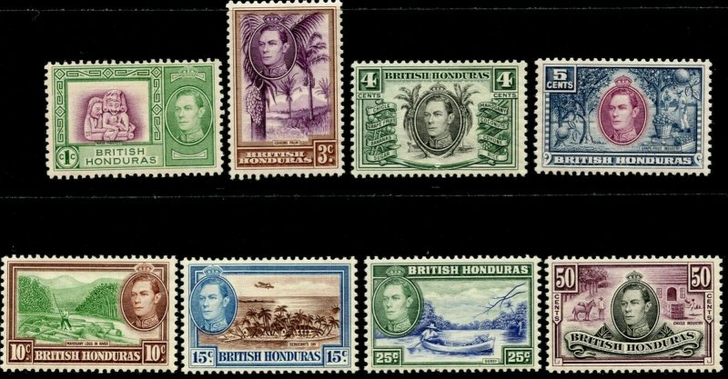 BRITISH HONDURAS Sc#115, 117-123 1938 KGVI Definitives Part Set OG Mint LH