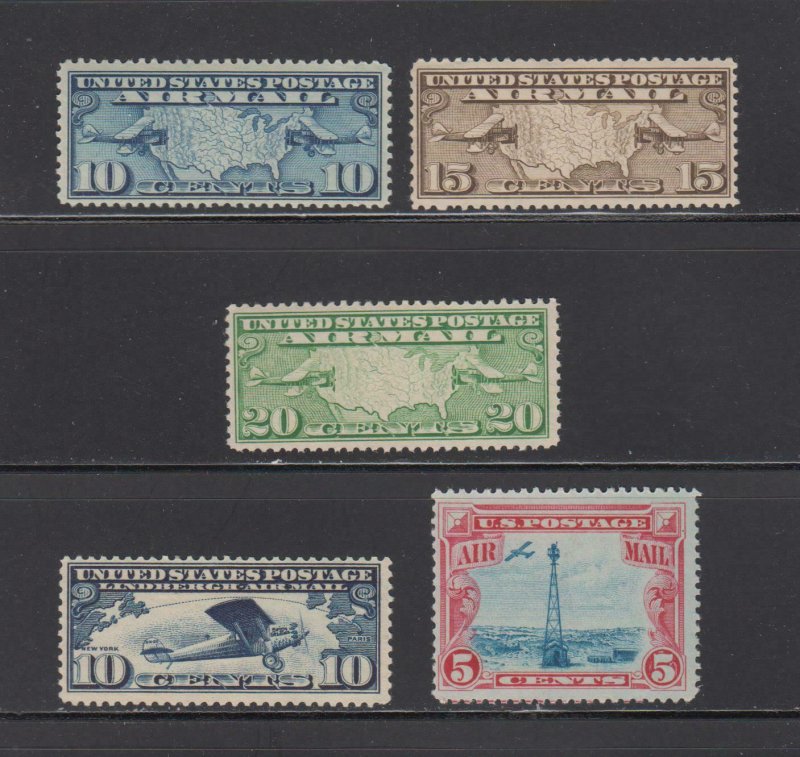 US,C7,C8,C9,C10,C11,MNH,VF,1920'S AIRMAIL COLLECTION MINT NH,OG