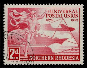 NORTHERN RHODESIA GVI SG50, 2d carmine, FINE USED.