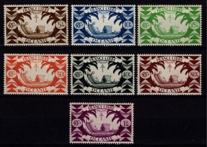 French Polynesia 1942 Polynesian Travelling Canoe, Part Set to 1f [Mint]