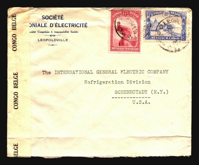 Belgian Congo 1941 Censor Cover to USA / Congo Censor / Bottom Fold - Z14358