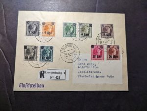 1941 Registered Luxembourg Overprint Cover Reutlingen to Graslitz