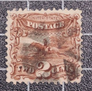 Scott 113 2 Cents Horse Rider Used Nice Stamp SCV $80.00 