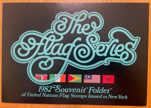 United Nations 1982 Year set with souvenir folder, NY, Geneva, Vienna & flags