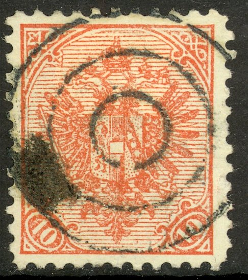 BOSNIA AND HERZEGOVINA 1900 10h ARMS Sc 16 VFU w VIENNA CONCENTRIC CIRCLE Pmk