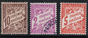 French Andorra SC# J18 - J20 Mint Hinged / J19 Used - S17975