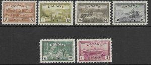 Canada 268-73  1946  set 6  FVF  Mint  =---- hinged