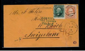 USA #71 & #68 Used On Cover To Meilen Switzerland