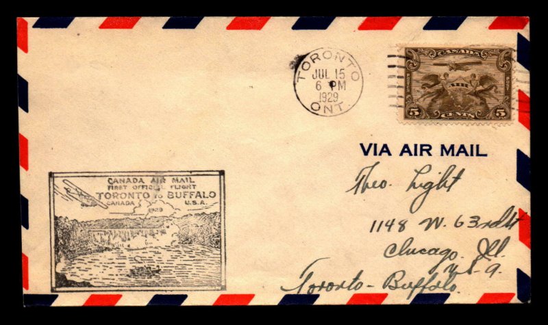 Canada 1929 FFC Toronto to Buffalo - L8003