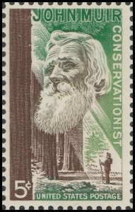 1964 John Muir, Naturalist, Single 5c Postage Stamp, Sc# 1245, MNH, OG