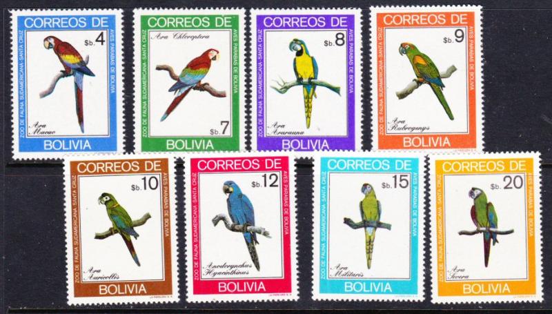 Bolivia #661-68 birds parrots MNH