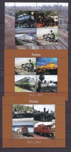 Malawi 2011 Trains Stamps Sheets lot of 3 MNH {11-5}