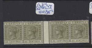 GIBRALTAR (P0504B)  QV 25C SG 24   GUTTER STRIP OF 4      MNH