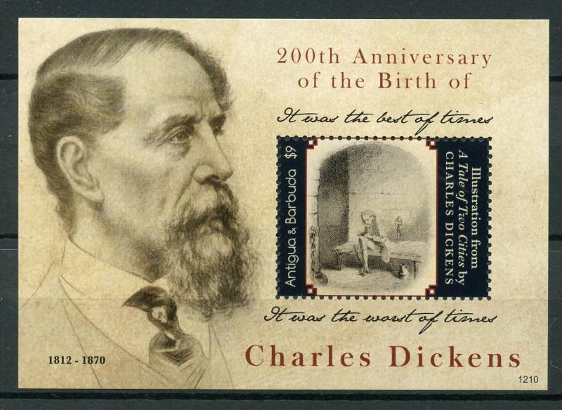 Antigua & Barbuda 2012 MNH Charles Dickens 1v S/S Writers Famous People Stamps