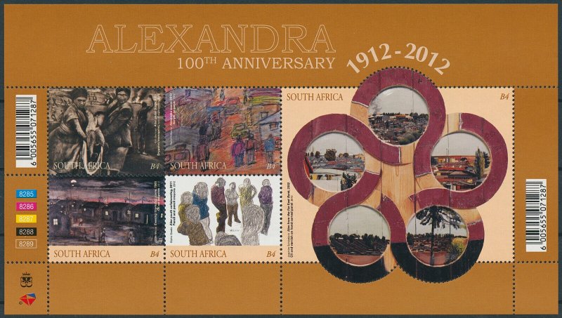 South Africa Stamps 2012 MNH Alexandra Township Art Paintings Johannesburg 5v MS