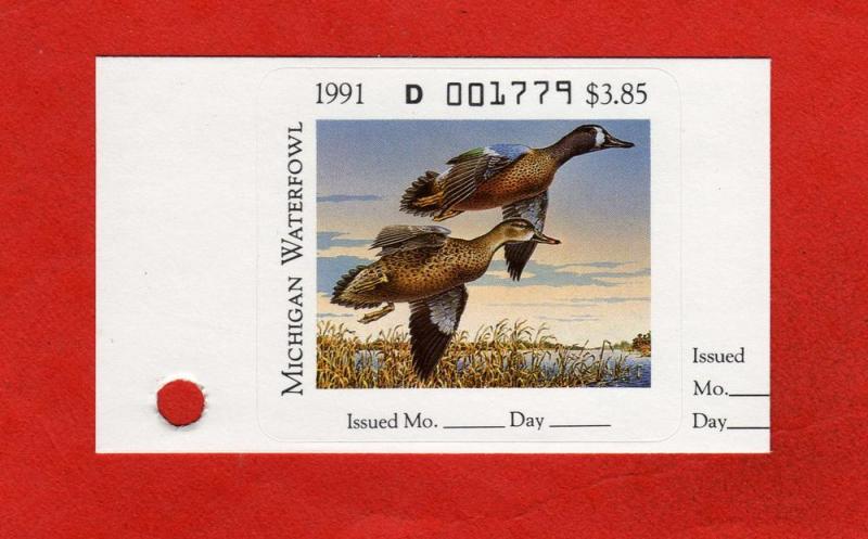1991 Michigan duck stamp #MI16; MNH; Larry Cory, Teal
