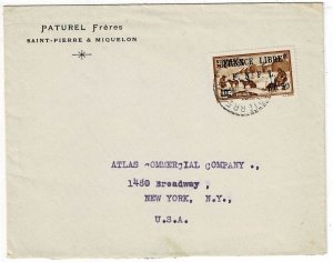 St. Pierre & Miquelon 1942 France Libre cover to the U.S., Scott 253