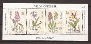 1982 Sweden -Sc 1419 -MNH VF- SS - Wild Orchids - cylinder #26