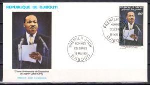 Djibouti, Scott cat. C180. Martin Luther King, Jr. issue. First day cover. ^