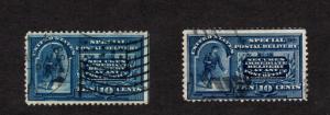 USA 2 USED 10 CENT BLUE SPECIAL DELIVERY STAMPS SCOTT # E5