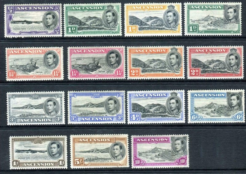 ASCENSION-1938-53  A mounted mint set to 10/- Sg 38b-47b