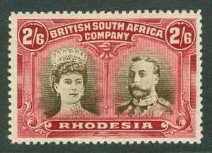 SG 156 Rhodesia 1910-13. 2/6 sepia & deep crimson. A fine fresh mounted mint...