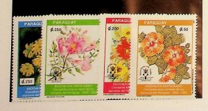 PARAGUAY Sc 2441-44 NH SET OF 1993 - FLOWERS