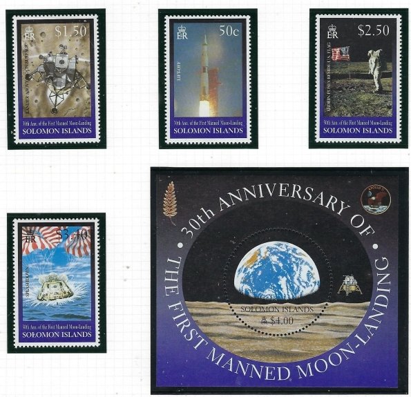 Solomon Is 875-79 MNH 1999 30th Anniv of 1st Moon Landing (fe3676)