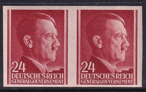 Poland 1941-2 Sc N83b Imperforate Pair General Government Hitler 24 gr Stamp MNH