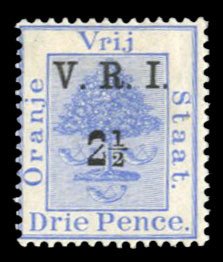 Orange River Colony #47 Cat$22.50, 1900 2 1/2p on 3p ultramarine, hinge remnant