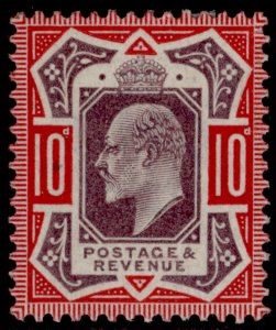 GB EDVII SG254 SPEC M42(1), 10d dull purple & carmine, M MINT. Cat £150.