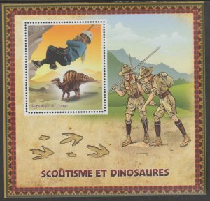 SCOUTS & DINOSAURS perf m/sheet containing one value mnh