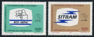 Argentina 1412-1413,lightly hinged.Mi 1624-1425. Telecommunication systems,1983.