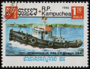 Cambodia 624 - Cto - 1.20r Tugboat (1985) +