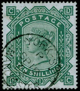 SG135, SCARCE 10s greenish grey, FINE USED, CDS. Cat £4000. WMK ANCHOR. DC