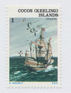 Cocos(Keeling) Islands 1976 Scott 20 MH - 1c ship, Dragon