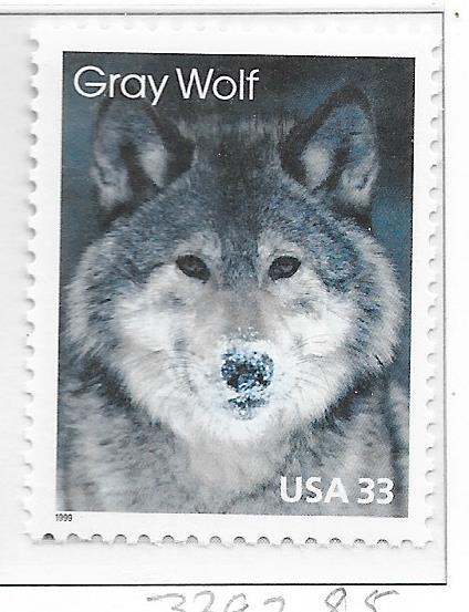 US#3292 $0.33 Grey Wolf - Arctic Animals (MNH) CV $0.85