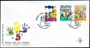 Aruba B40-B42 FDC. Child Welfare 1995.Children drawings