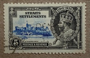 Straits Settlements 1935 5c Silver Jubilee. Scott 213, CV $0.35. SG 256